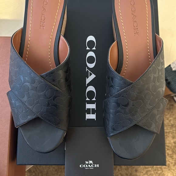 BLK leather Coach wedges. Brand new in box, never worn. Perfect for Summer! - Picture 3 of 3